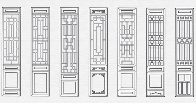 缙云常用中式仿古花窗图案隔断设计图